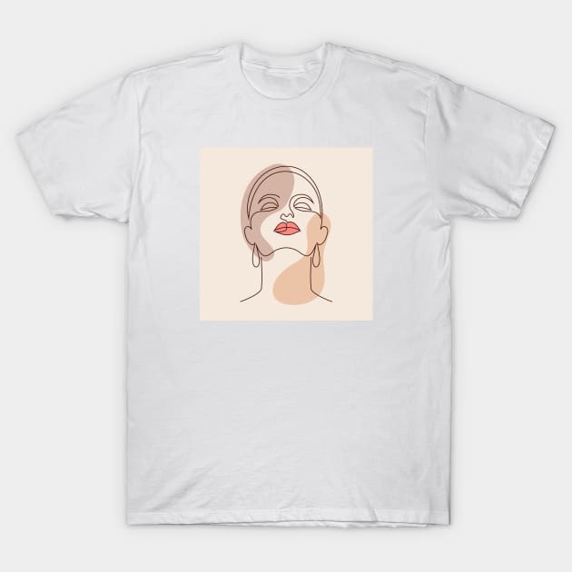 Woman face in minimalist style T-Shirt by WarmJuly